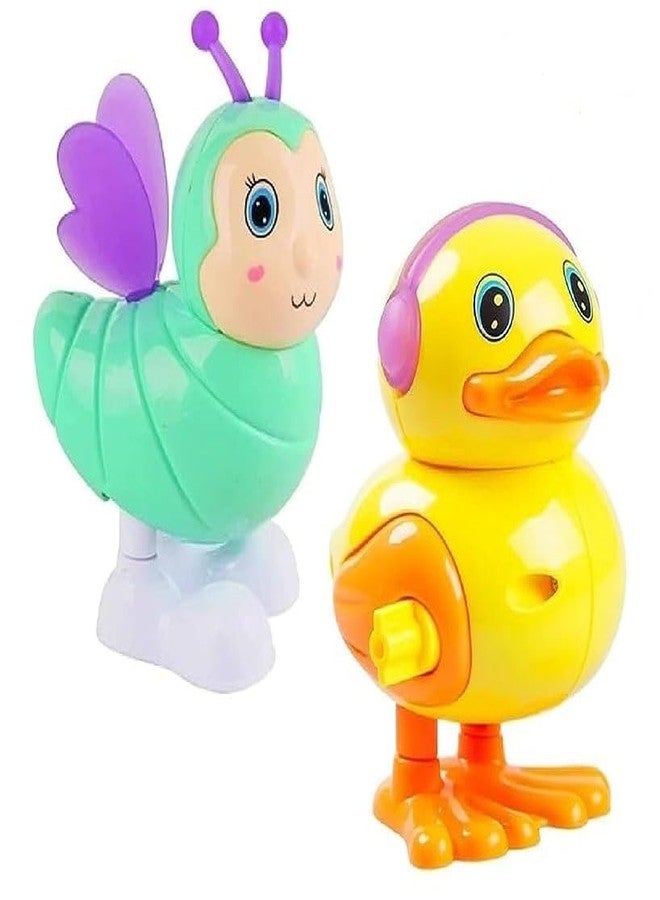 GoldiMec Key Operated Wind Up Toys|Safe Colourful Jumping Moving Toy Rotating Head Key Toys|Best Engaging Educating Animal Bird Toys from 6 Months to 3 Ys Old (Multicolor) (Pack of 2) (Bee and Duck) - Image 1