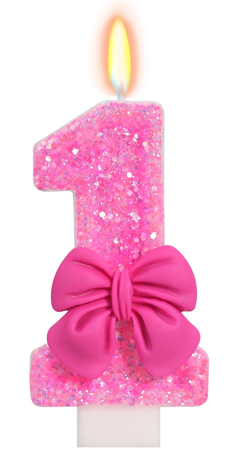 ElekFX Number 1 Birthday Candle, Rose, Unscented, 3.1 x 5.9 Inches, Modern Theme, Smokeless, Indoor Use - Image 1