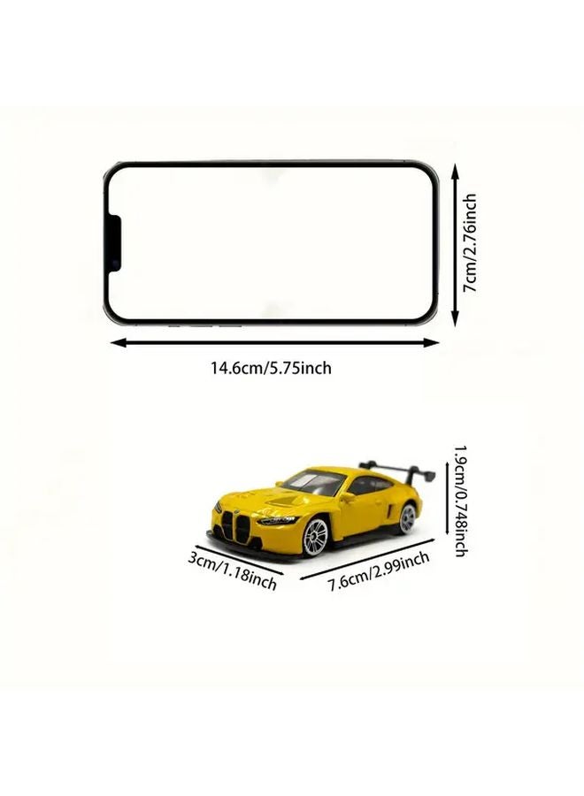 Yellow BMW M4 GT3 Alloy Car Model Realistic Collectible Mini Toy Gift - Image 3