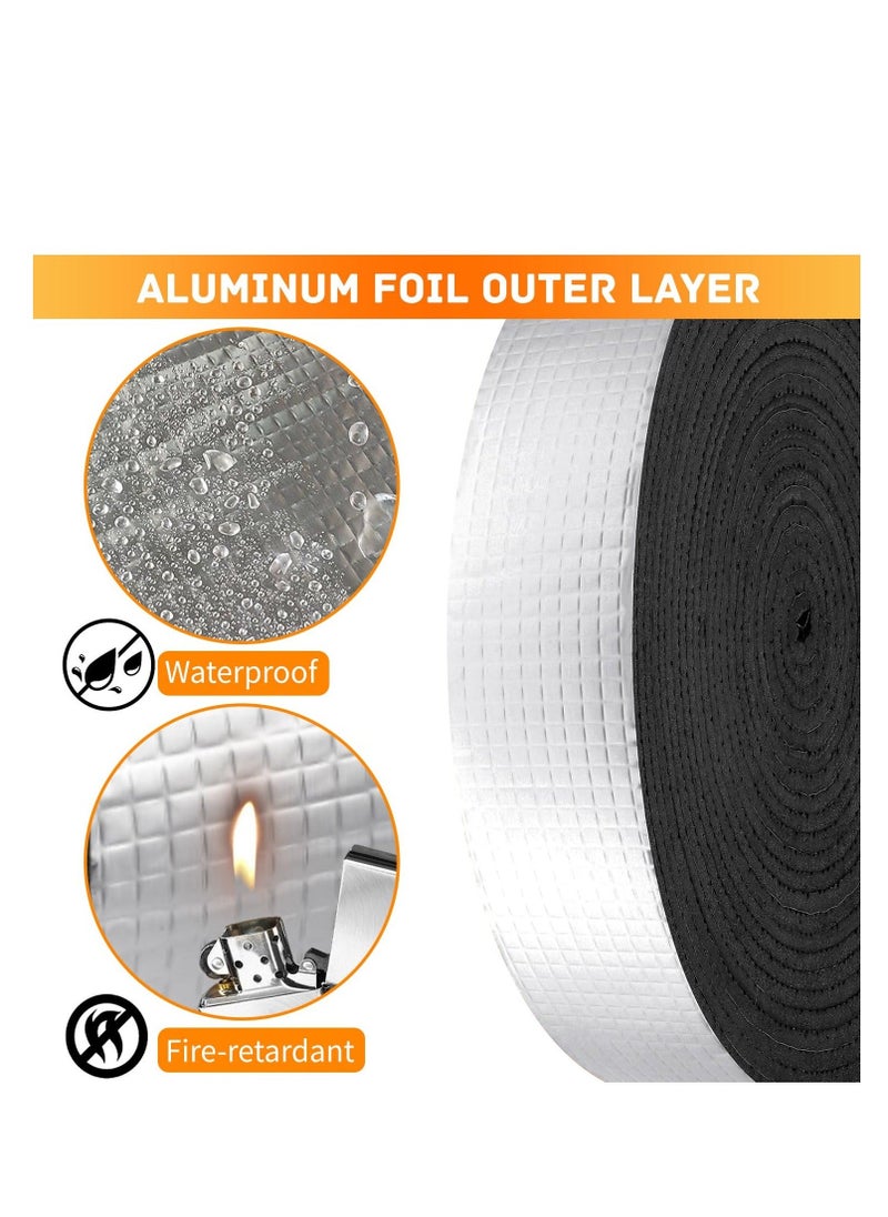 Generic - Pipe Insulation Wrap, 32.8 Ft Foam and Foil Pipe Wrap Roll Adhesive Insulation Tape, for Water Pipes Winterizing Heat Preservation, Thermal Insulation Performance, 2 Inch Wide (2 Pack) - Image 1