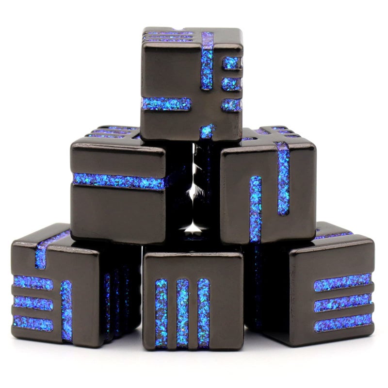 HNCCESG D6 Metal Dice Set HNCCESG 6 Sided Dice 6 Pieces Solid Metal Game Dice for DND Dungeons and Dragons Role Playing Game RPG DD Accessories Gift Glitter Blue - Image 3