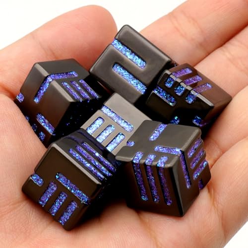 HNCCESG D6 Metal Dice Set HNCCESG 6 Sided Dice 6 Pieces Solid Metal Game Dice for DND Dungeons and Dragons Role Playing Game RPG DD Accessories Gift Glitter Blue - Image 5
