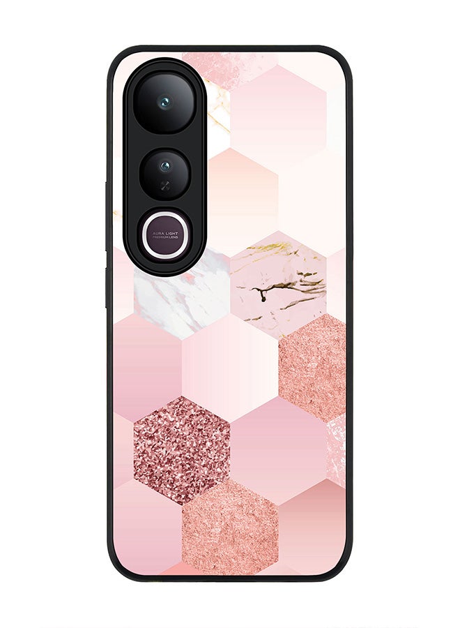 Stylizedd For vivo V50 Lite Case,Slim fit Camera Protection, Shockproof Thin Phone cover  - Marble Pink Honeycomb