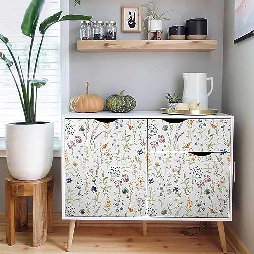 MuralPeel White Wildflowers Floral Plants Botanical Peel and Stick Wallpaper Self Adhesive Removable Easy Peel Off Stick on Wall Paper for Bedroom Cabinet Renter Friendly - Image 5