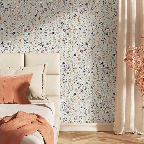 MuralPeel White Wildflowers Floral Plants Botanical Peel and Stick Wallpaper Self Adhesive Removable Easy Peel Off Stick on Wall Paper for Bedroom Cabinet Renter Friendly - Image 2