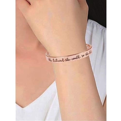 Touchstone Inspirational Copper Engraved Magnetic Bracelets for Women-Personalized Jewelry Gifts for Best Friend/Mom/Daughter/Sister- In a Pretty Gift Box She Believed She Could So She Did - Image 3