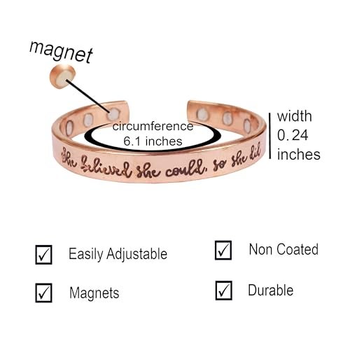 Touchstone Inspirational Copper Engraved Magnetic Bracelets for Women-Personalized Jewelry Gifts for Best Friend/Mom/Daughter/Sister- In a Pretty Gift Box She Believed She Could So She Did - Image 4