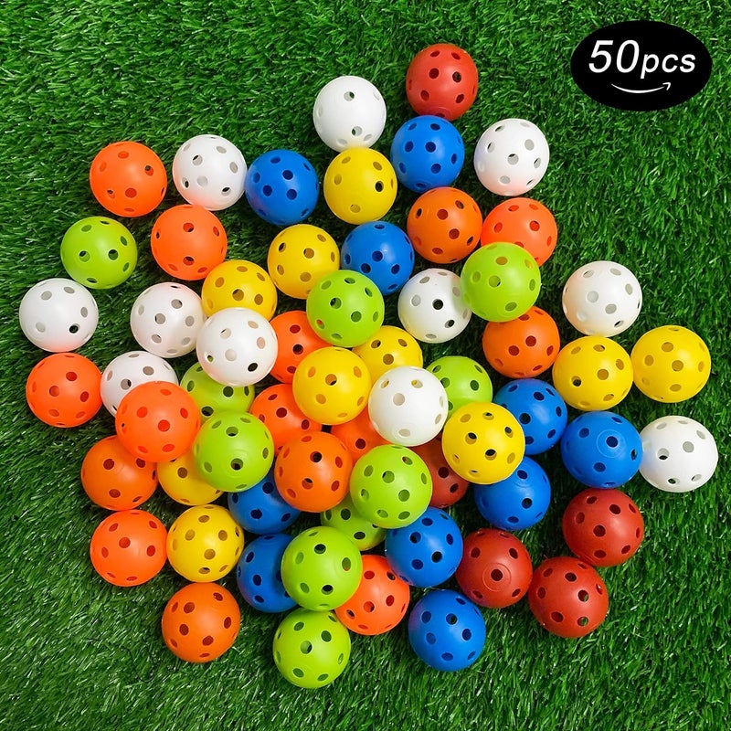 Crestgolf 50pcs Plastic Golf Training Balls – Airflow Hollow 40mm Golf Balls for Driving Range, Swing Practice, Home Use,Pet Play. … - Image 2