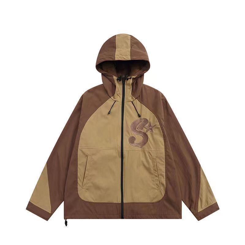 Autumn American-Style High Street Hooded Jacket Jacket Men'S And Women'S Trendy Brand Contrast Color Loose Casual Couple'S Windbreaker Clip - Image 1