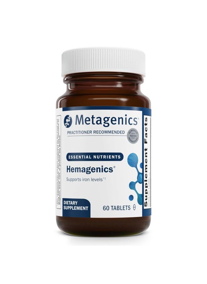 Metagenics Hemagenics - Iron Supplement - Non-Constipating - Vitamin B12, B6 & Folate - Supports Formation & Maintenance of Healthy Red Blood Cells* - Non-GMO, Gluten-Free & Vegetarian - 60 Tablets  - Image 1