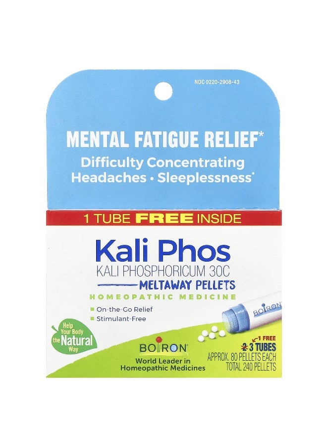 Boiron, Kali Phosphoricum, Mental Fatigue Relief, Meltaway Pellets, 30C, 3 Tubes, Approx. 80 Pellets Each - Image 1