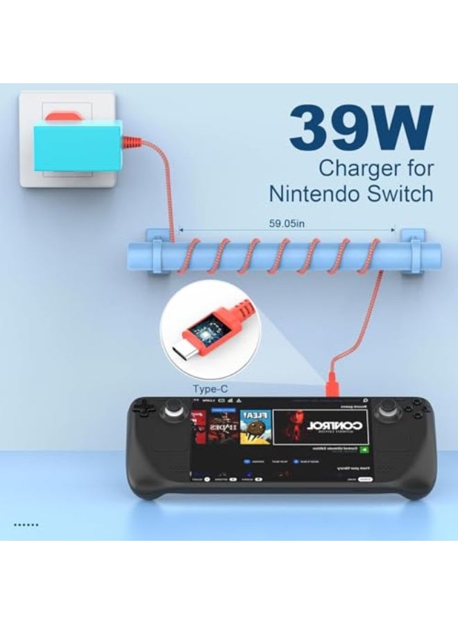 Starwell Switch Charger Cable Compatible with Nintendo Charger Swithch/Switch Lite/Switch Dock/Switch OLED/Switch Pro Controller AC Adapter UK Plug 15V 2.6A Fast Charging Support TV Mode - Image 5
