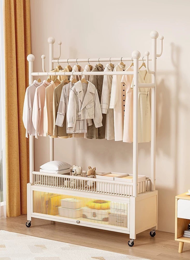 شي ون علاقة ملابس مع وحدة تخزين سفلية مغطاة بباب شفاف يفتح بزاوية 90°، مزودة بعجلات لسهولة النقل - Image 1