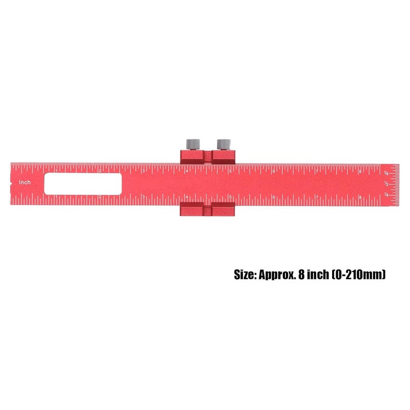 8 بوصة مسطرة قياس خشب متعددة الوظائف من سبائك الألومنيوم، أداة قياس محمولة للنجارين وأعمال الحرف اليدوية DIY - Image 3