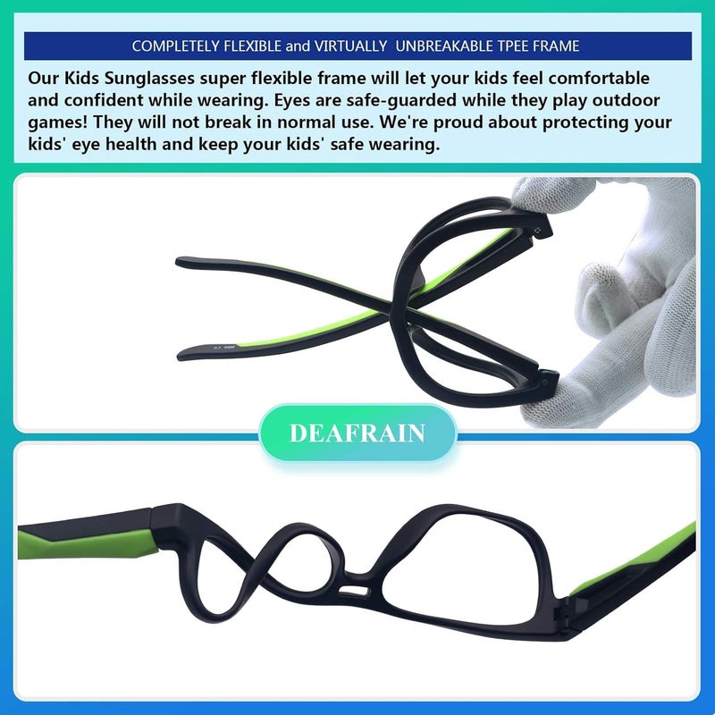 DEAFRAIN Store Kids Polarized Sunglasses for Boys Girls TPEE Flexible Frame Sports Baseball Running Cycling Glasses for Age 5-13 - Image 4