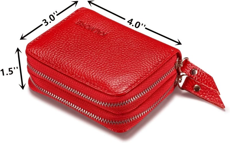 KALMORE Women's Genuine Leather RFID Secure Spacious Cute Zipper Card Wallet Small Purse - Image 3