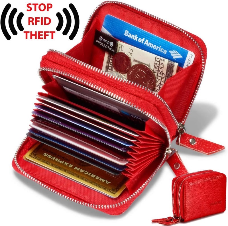 KALMORE Women's Genuine Leather RFID Secure Spacious Cute Zipper Card Wallet Small Purse - Image 4