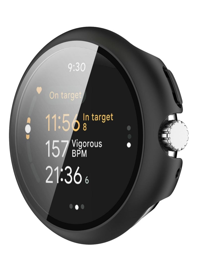 1pcs PC Tempered Glass Case For Google Pixel Watch 3 HD High Penetration Screen Protector Smart Watches Accessories Black 45mm  - Image 1
