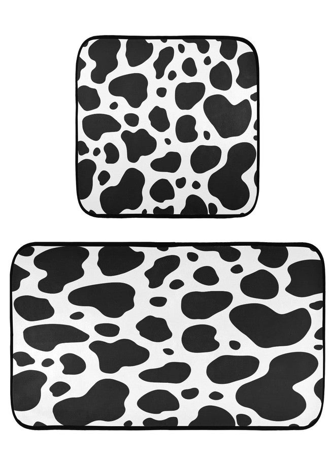 Kigai Kitchen Rug Set of 2, Black & White Cow Print Cushioned Anti-Fatigue Kitchen Mat Non Slip Washable Floor Mat Comfort Standing Mats for Office, Home, Laundry Room - Image 1