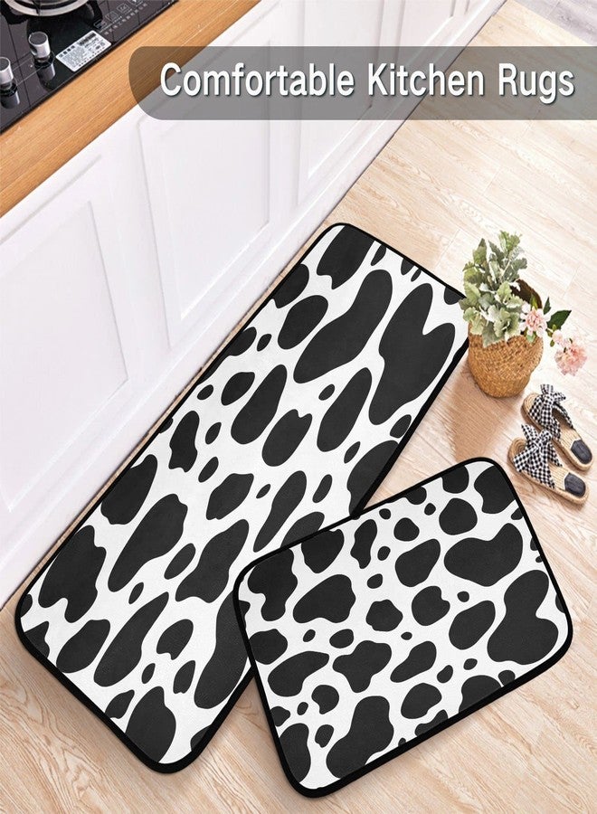 Kigai Kitchen Rug Set of 2, Black & White Cow Print Cushioned Anti-Fatigue Kitchen Mat Non Slip Washable Floor Mat Comfort Standing Mats for Office, Home, Laundry Room - Image 5