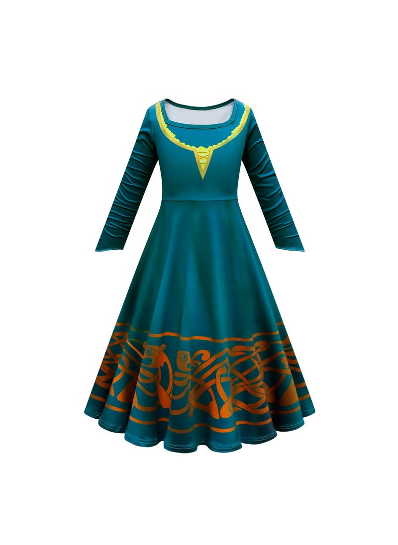 Generic - Girls Brave Merida Halloween Costume with Cape Bag - Image 1