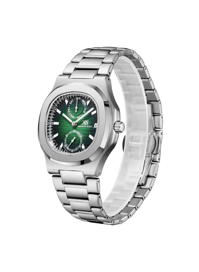 Kenneth Scott Men's Stainless Steel Analog Watch K25002-SBSH - 42.7x46.2 mm