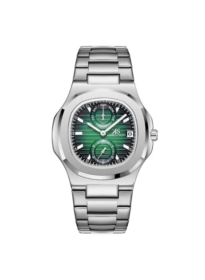 Kenneth Scott Men's Stainless Steel Analog Watch K25002-SBSH - 42.7x46.2 mm