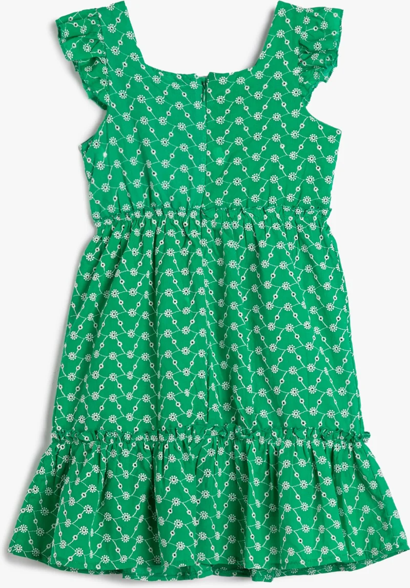KOTON Midi Dress Ruffled Sleeveless Square Neck