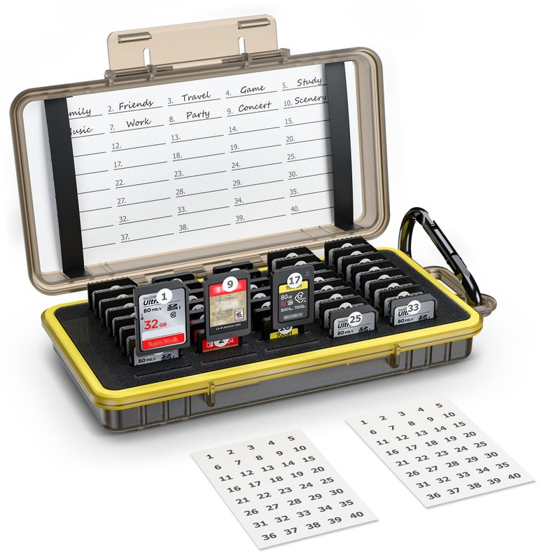 Kiorafoto 40 Slots Durable Memory Card Case Holder Organizer Keeper Water-Resistant Protector for SD SDHC SDXC Cfexpress Type A Camera Memory Card for Sony PSV PS Vita for Nintendo Switch Game Cards Storage - Image 1