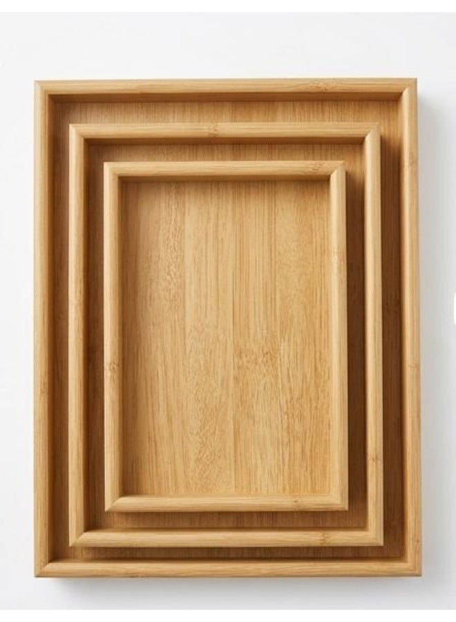 طقم صواني خشب MDF عدد 3 قطع – صواني تقديم متعددة الاستخدام – تصميم أنيق للمطبخ والتقديم والديكور - Image 1