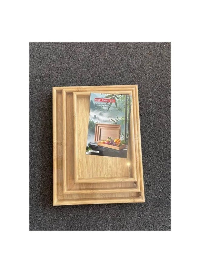 طقم صواني خشب MDF عدد 3 قطع – صواني تقديم متعددة الاستخدام – تصميم أنيق للمطبخ والتقديم والديكور - Image 4