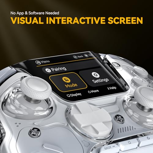ManbaOne Interactive Screen Wireless Gaming Controller for PC/Switch/Switch 2/iOS/Android,Hall Effect Stick & Trigger,RGB Lighting,Remappable Buttons,1800mAh with Charging Dock (White) - Image 2