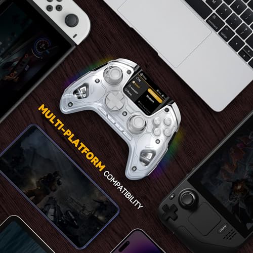 ManbaOne Interactive Screen Wireless Gaming Controller for PC/Switch/Switch 2/iOS/Android,Hall Effect Stick & Trigger,RGB Lighting,Remappable Buttons,1800mAh with Charging Dock (White) - Image 5