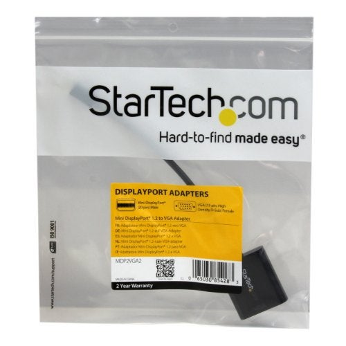 StarTech.com Mini DisplayPort to VGA Adapter - Active Mini DP to VGA Converter - 1080p Video - mDP or Thunderbolt 1/2 Mac/PC to VGA Monitor/Projector/Display - mDP 1.2 to VGA Dongle - Black (MDP2VGA2) - Image 4