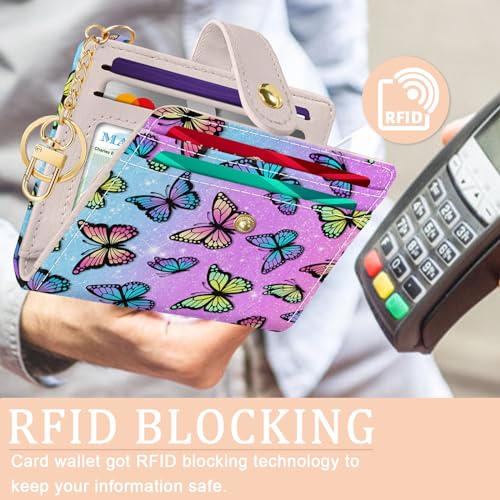 Jogjam Butterfly Rfid Women Wallet, Small Slim Thin Credit Card Wallet, PU Leather Bifold Cash Zipper Coin Pocket ID Window for Female Ladies Teen Girls Girly - Image 3