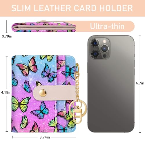 Jogjam Butterfly Rfid Women Wallet, Small Slim Thin Credit Card Wallet, PU Leather Bifold Cash Zipper Coin Pocket ID Window for Female Ladies Teen Girls Girly - Image 5