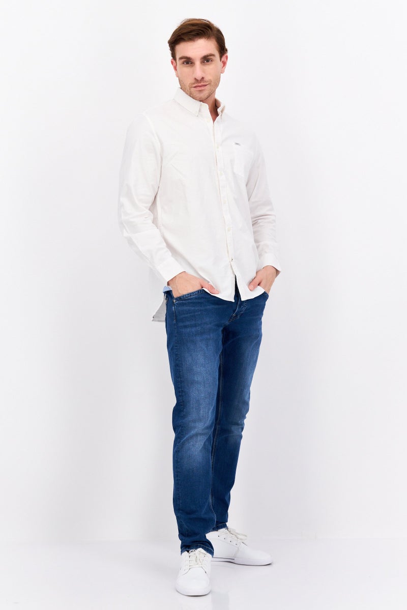 Pepe Jeans Men Regular Fit Solid Long Sleeve Casual Shirt, White - Image 4