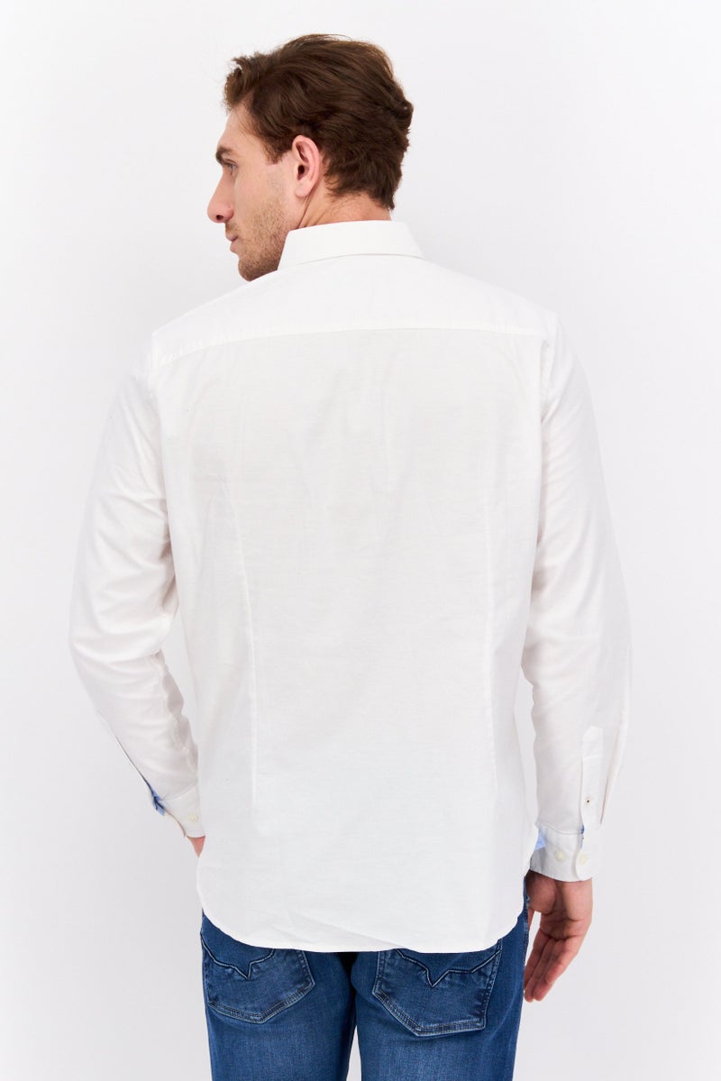 Pepe Jeans Men Regular Fit Solid Long Sleeve Casual Shirt, White - Image 3