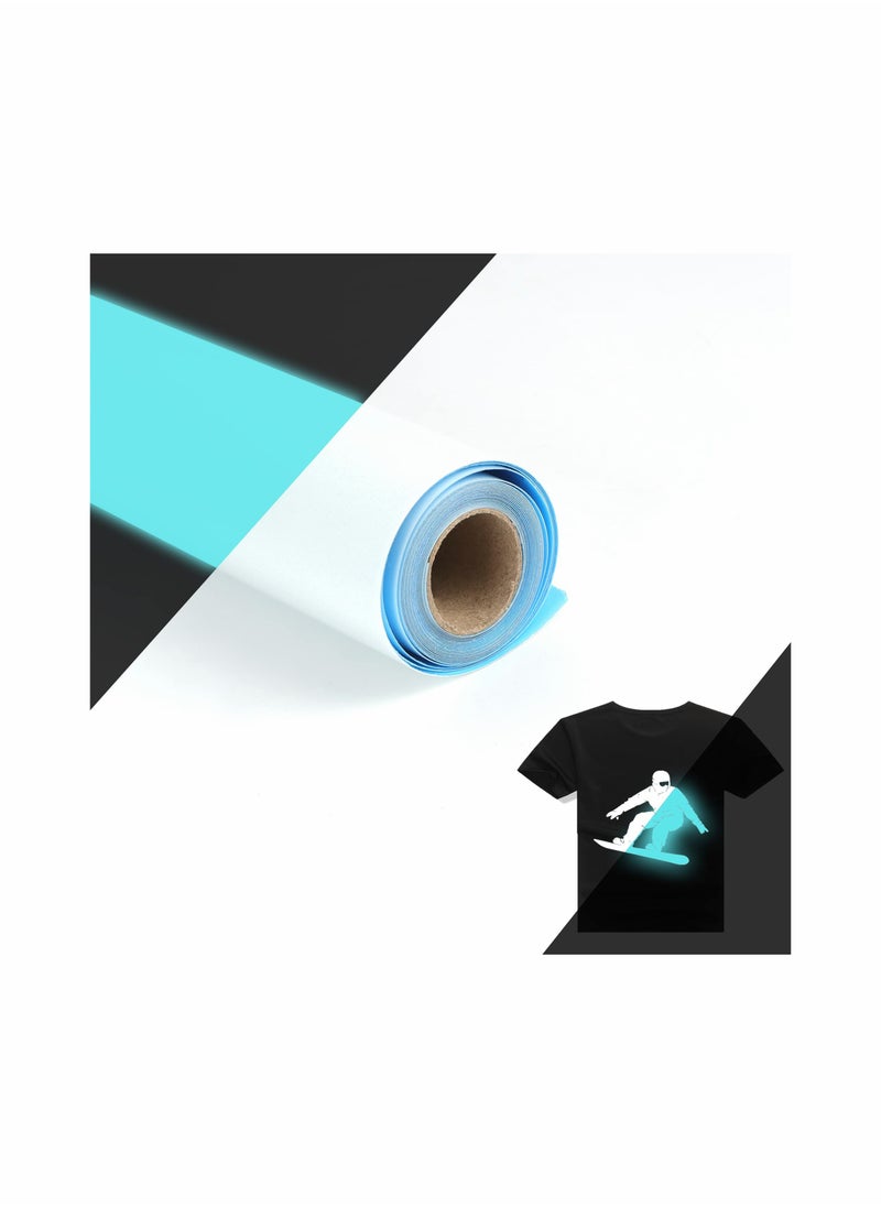 Generic Glow in The Dark HTV Vinyl Roll 12 Inch X 8 Feet Ideal for DIY T-Shirt Decoration Craft Iron On Stretch Vinyl Easy to Cut Elastic Film  - Image 1