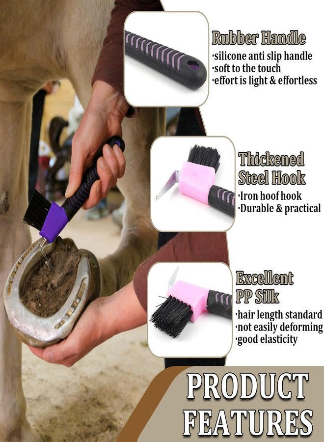 Youven Horse Hoof Pick with Brush, 2-in-1 Hoof Pick for Horses with Soft Grip Rubber Handle, Grooming Brush Tool for Horse Grooming Supplies(Purple) - Image 5