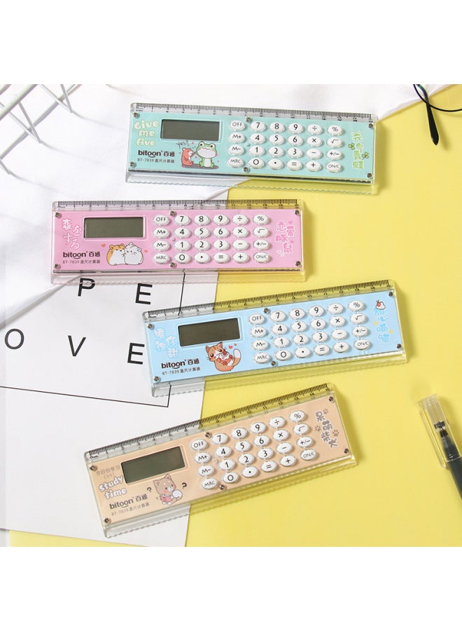 Ruler Calculator Cartoon Student Supplies Learning Stationery Ruler Mini Mini Digital Gift Calculator