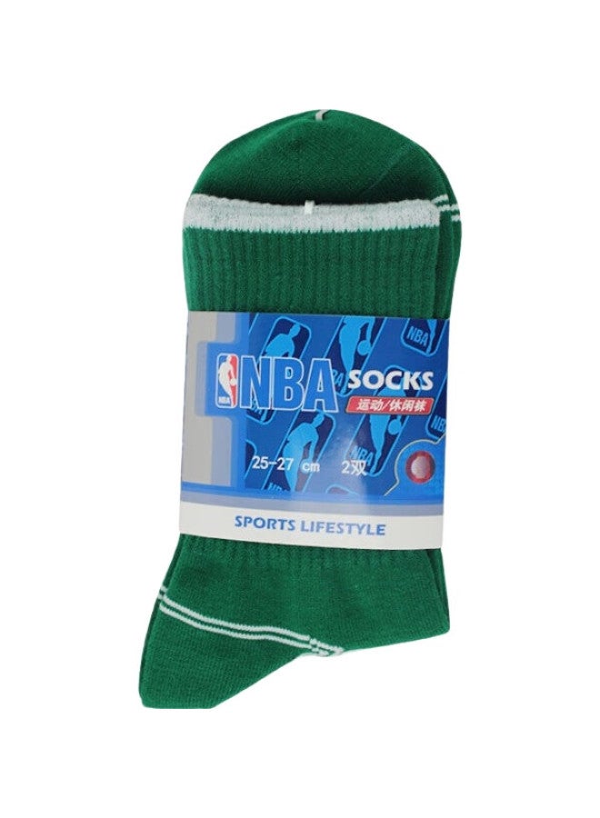 NBA Mid-Calf Men'S Casual Sports Socks, Comfortable Combed Cotton, All-Season Basketball Socks, 2 Pairs, Celtics Team - Image 1