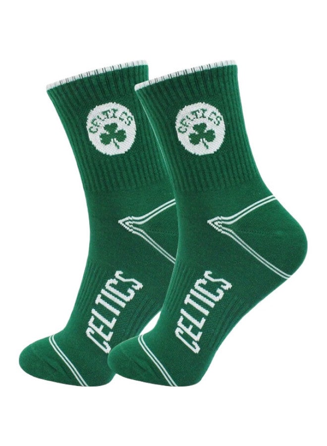 NBA Mid-Calf Men'S Casual Sports Socks, Comfortable Combed Cotton, All-Season Basketball Socks, 2 Pairs, Celtics Team - Image 2