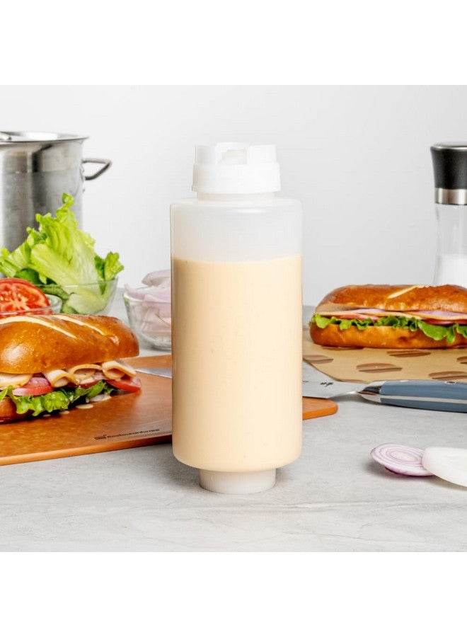 ريستورنت وير زجاجة ضغط بلاستيكية مقلوبة FIFO سعة 32 أونصة من ريستورانت وير، مزودة بأغطية إعادة تعبئة وتوزيع - مبدأ "الأولوية في الداخل أولًا في الخارج" - مثالية للمطاعم وشاحنات الطعام - علبة واحدة - Image 4