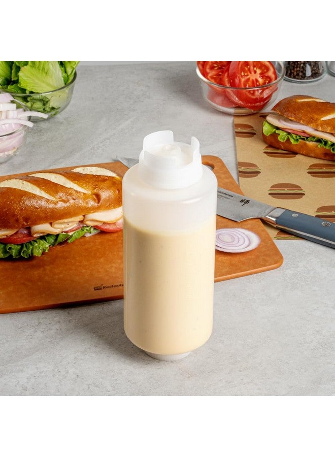 ريستورنت وير زجاجة ضغط بلاستيكية مقلوبة FIFO سعة 32 أونصة من ريستورانت وير، مزودة بأغطية إعادة تعبئة وتوزيع - مبدأ "الأولوية في الداخل أولًا في الخارج" - مثالية للمطاعم وشاحنات الطعام - علبة واحدة - Image 5