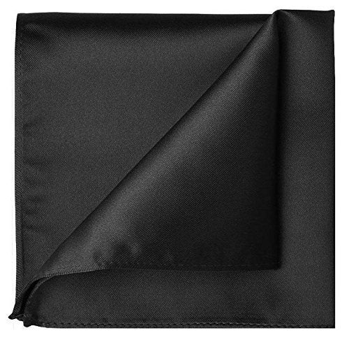 KissTies Solid Black Satin Pocket Square Mens Handkerchief - Image 3