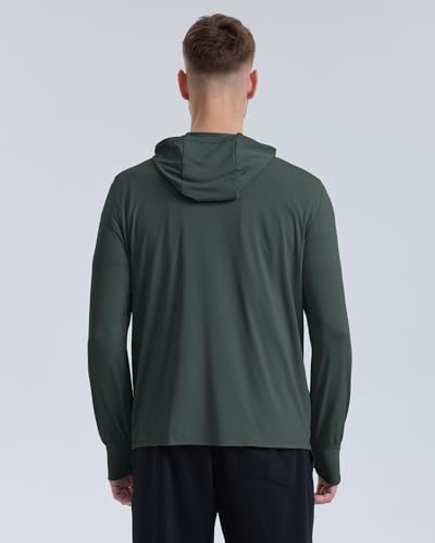Locachy Mens UPF 50 Sun Protection Outdoor Lightweight Full Zip Hoodie Jacket Long Sleeve Fishing Hiking Performance Shirt Grey Green XL - Image 3