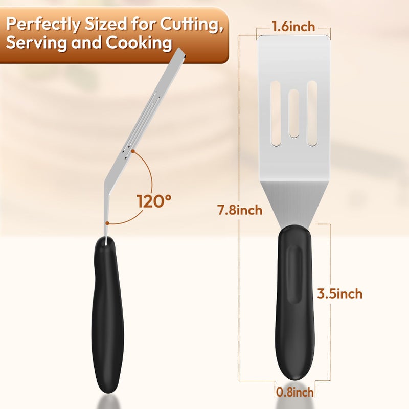 ReneeChef Professional Mini Serving Spatula #2622 Stainless Steel Cutter And Serve Turner For Serving Flipping Small Spatula Metal Grill Ideal For Brownies Tiramisu Pancakes Pie Cookies Or Barbecue Etc. - Image 2