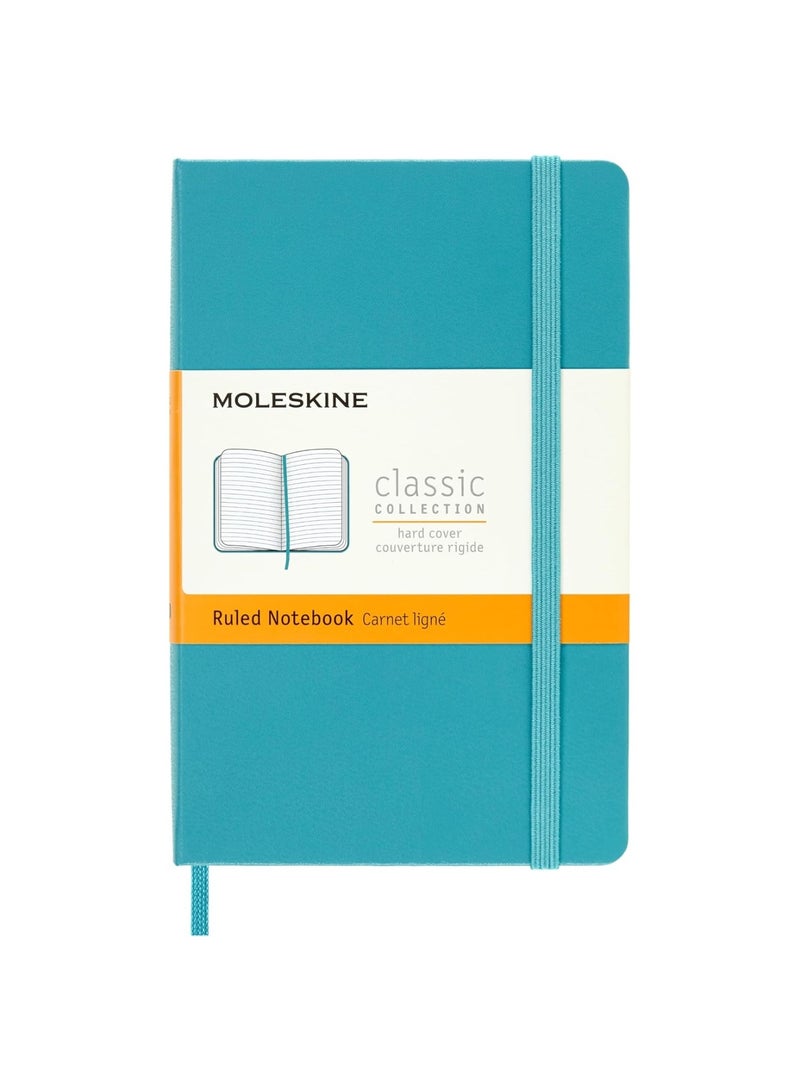 MOLESKINE 1-Piece Classic Pocket Size Hard Cover Ruled Notebook 9x14cm Size Reef Blue - Image 1