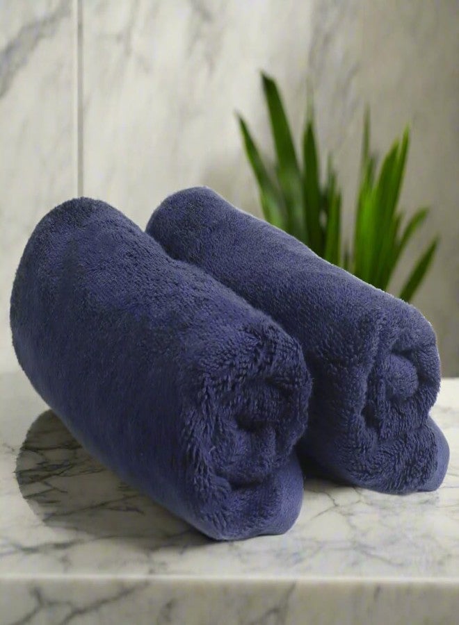 HEELIUM Bamboo Hand Towel | Ultra Absorbent & Anti-Bacterial | 3X Softer Than Cotton Towels | 65 X 40 cm - 600 GSM | Pack of 2 - Blue - Image 1